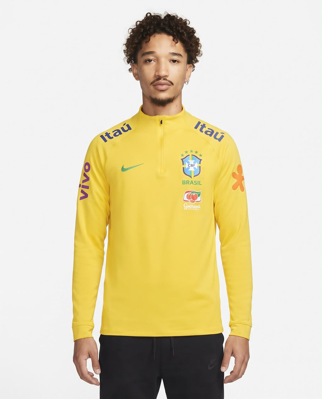 Haut d'entraînement demi-zip Brésil – Jaune