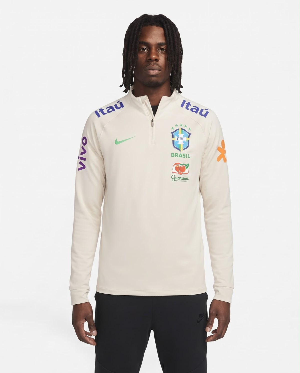 Haut d'entraînement demi-zip Brésil – Beige