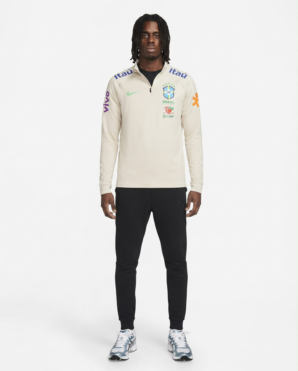 Haut d'entraînement demi-zip Brésil – Beige
