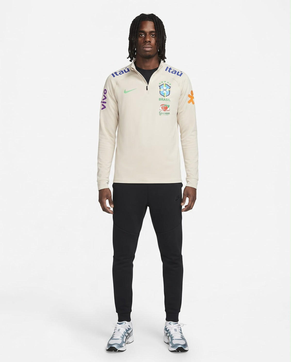 Haut d'entraînement demi-zip Brésil – Beige