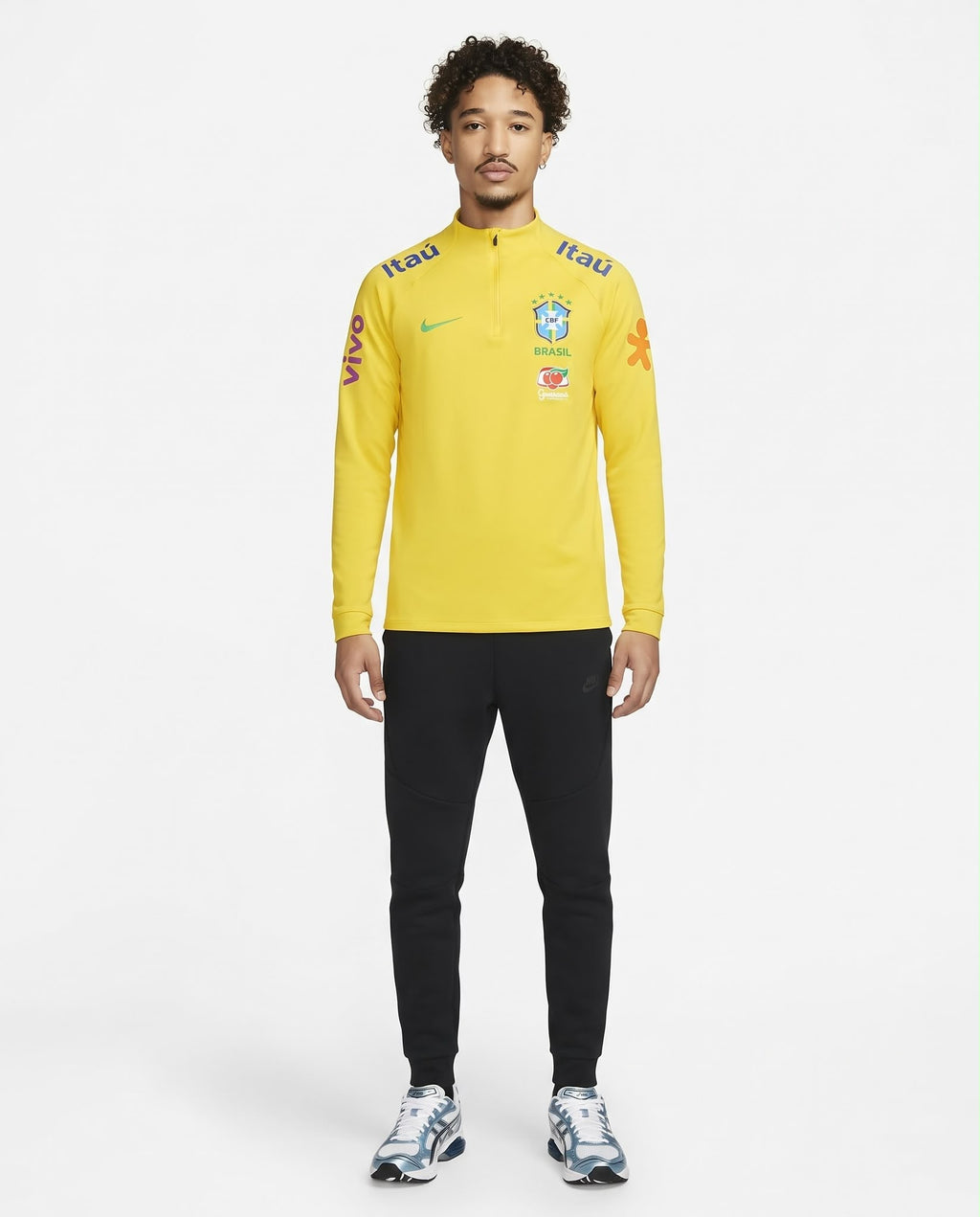Haut d'entraînement demi-zip Brésil – Jaune