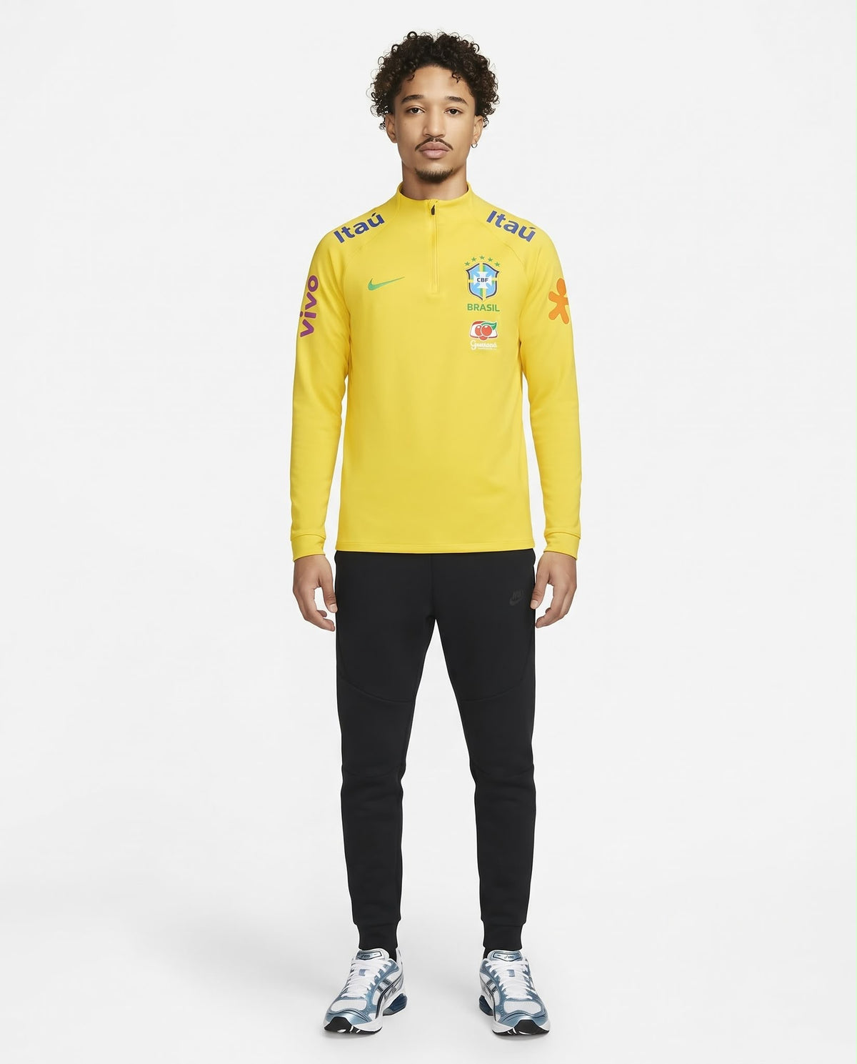Haut d'entraînement demi-zip Brésil – Jaune