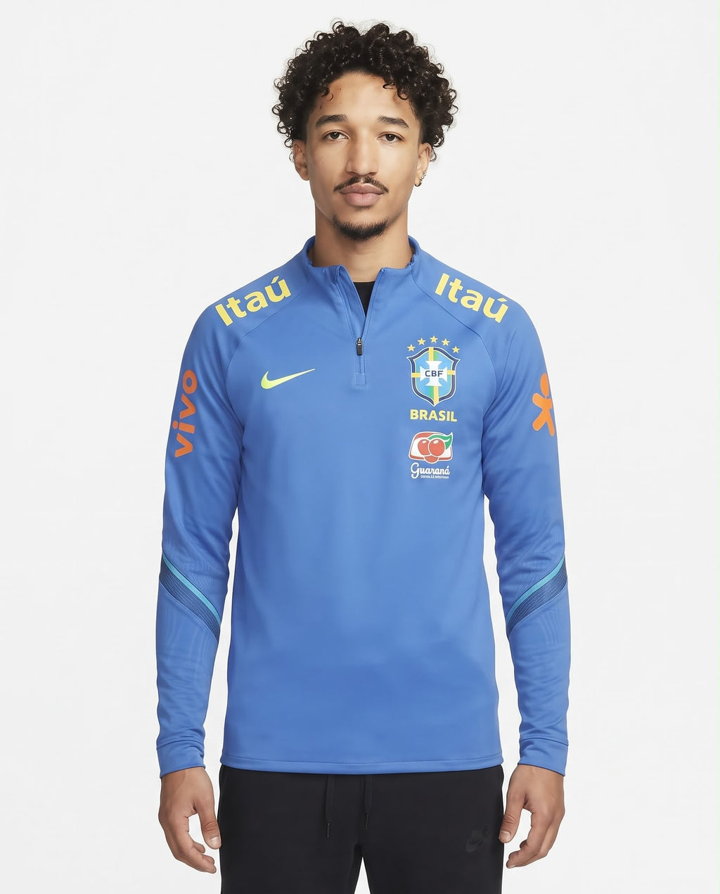Haut d'entraînement demi-zip Brésil – Bleu