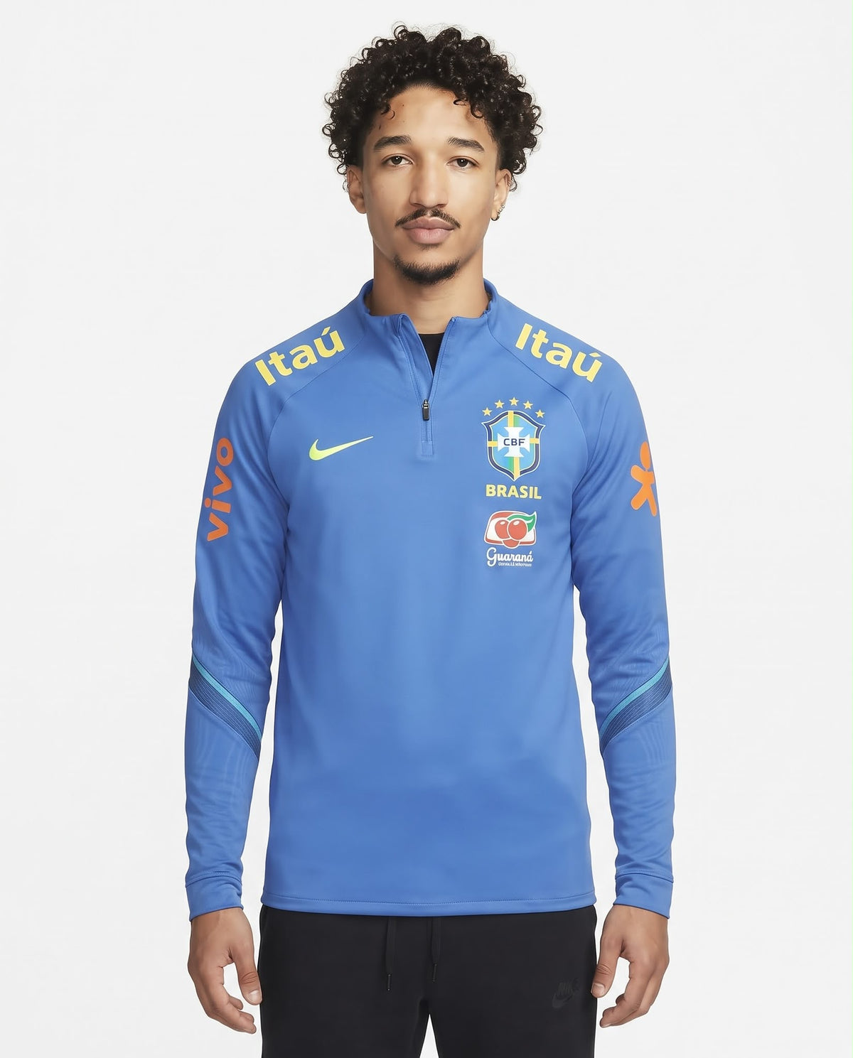 Haut d'entraînement demi-zip Brésil – Bleu